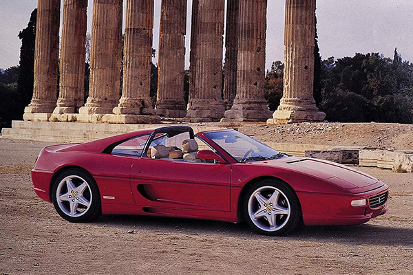 Red Ferrari F355 Spider Engine Gts Temple Of Olympian Zeus Athens Greece