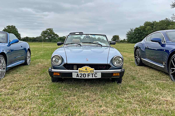 Azure blue Fiat 124 Spider