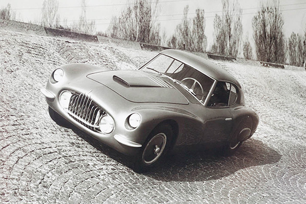 Fiat 8V Parked On Sharply Sloped Cobblestones