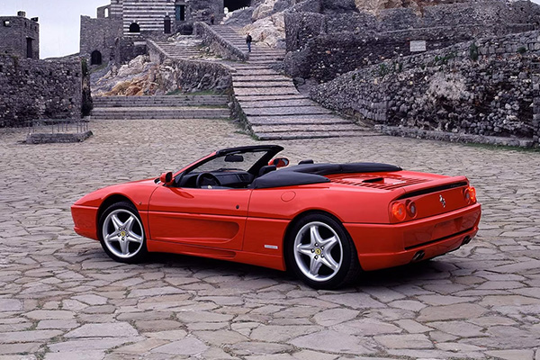 Red Ferrari F355 Spider Chiesa Di San Pietro Catholic Church In Porto Venere Italy